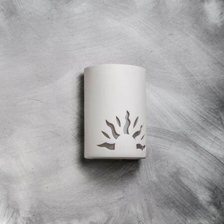 Luxury Lighting Asavva 10.5in. High Half-Sun  Ceramic Outdoor Wall Light, Paintable White Bisque 410-33A-W-u/d-7-17